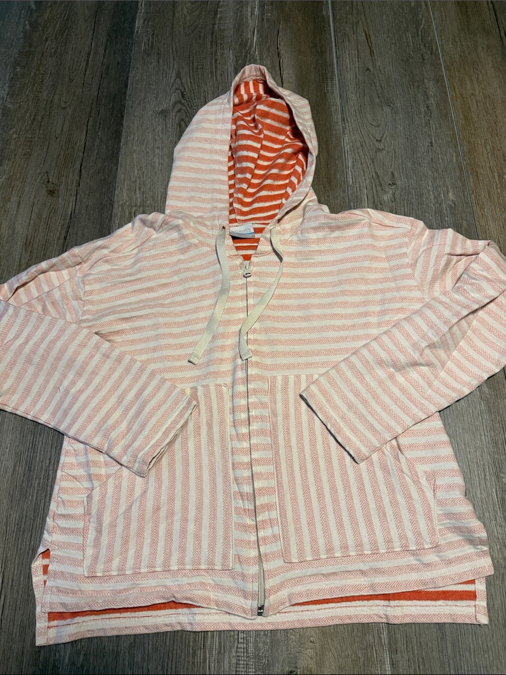Columbia Striped Zip Hoodie with Orange Lining